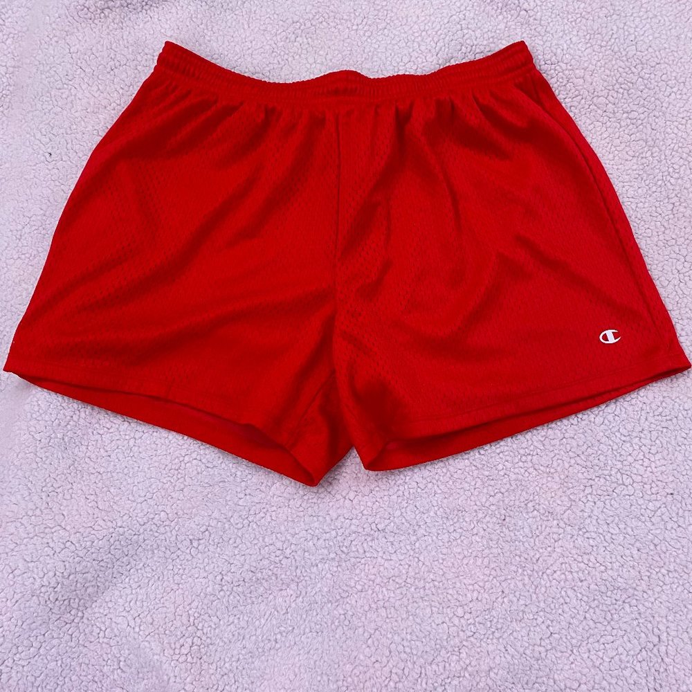 Red Mesh Champion Shorts; M